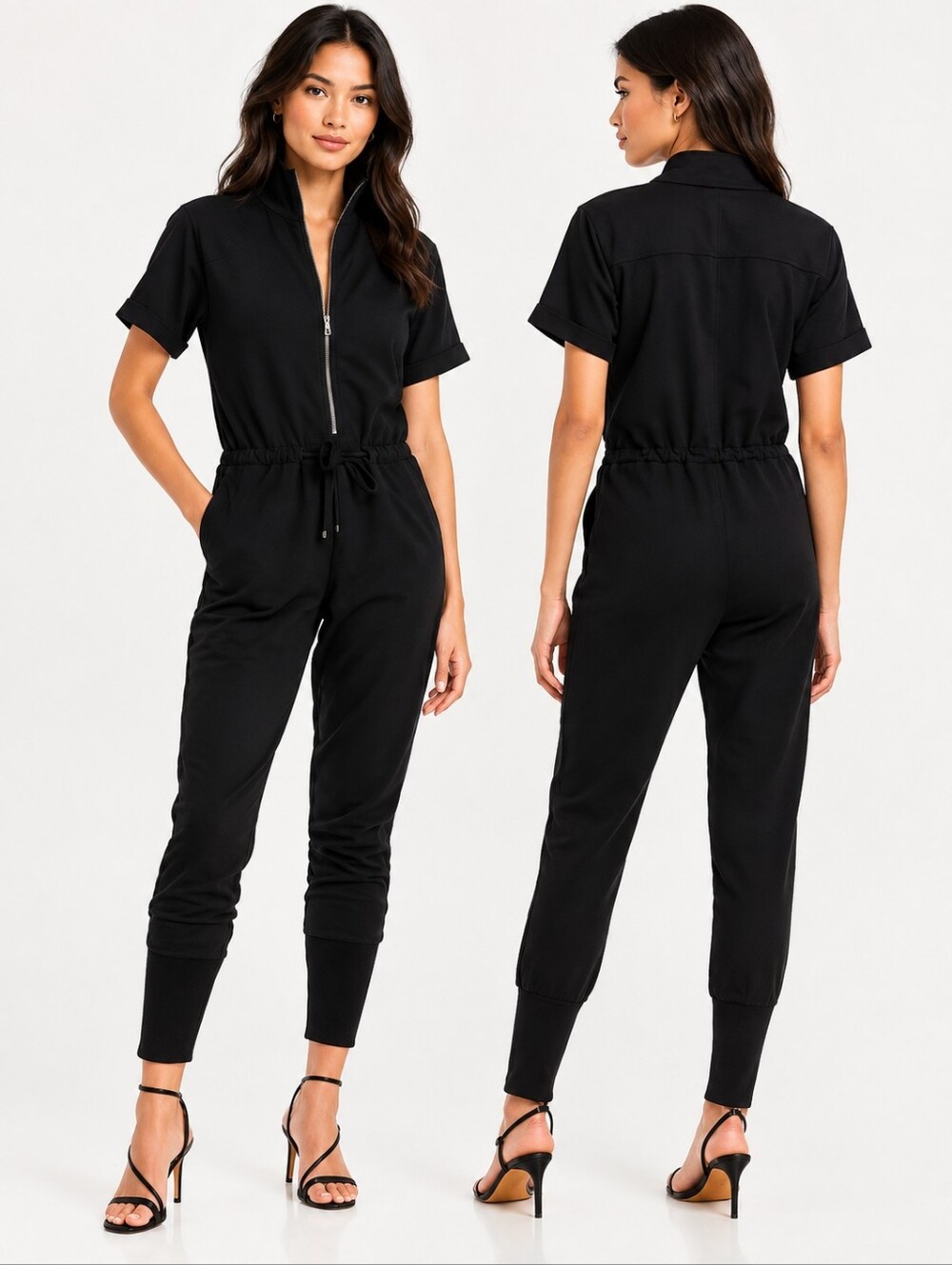 ❤️ SUNDAYS BLACK TESS STAND COLLAR JUMPSUIT, MEDIUM